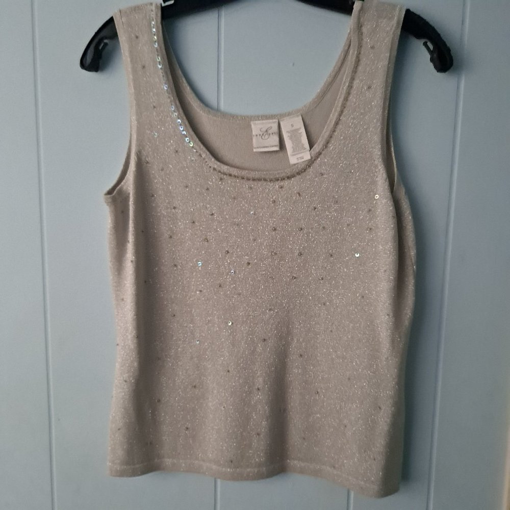 Silver Sequin and Glitter Festive Tank Top